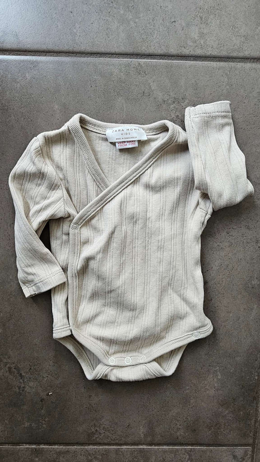 Zara Home Kids Beige Ribbed Wrap Onesie – 3 Months, Kids 3 Month (0-3M)