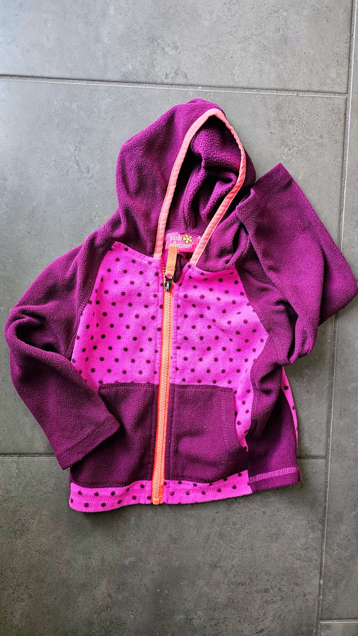 Pink Platinum Magenta & Pink Polka Dot Fleece Hoodie - size 2, Kids 2T