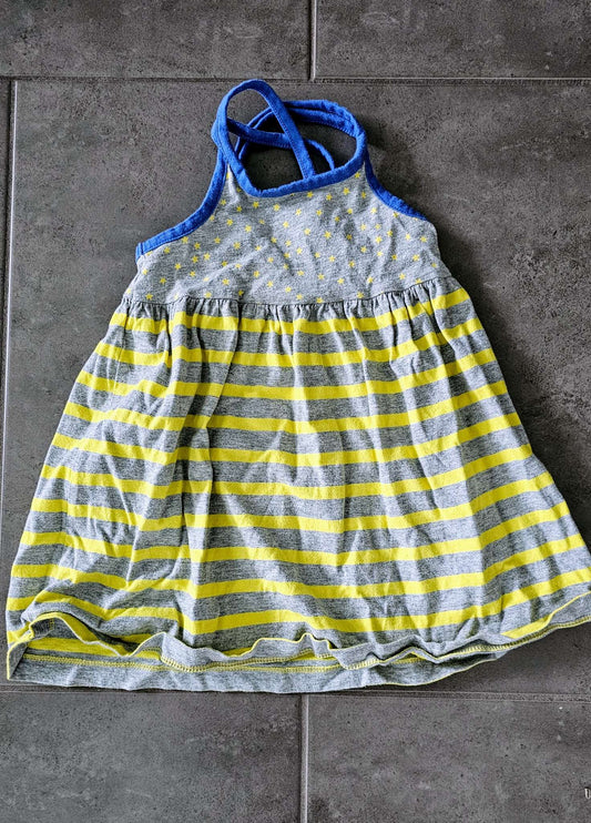 Gap Grey & Yellow Star Stripe Halter Dress – (Size 2), Kids 2T