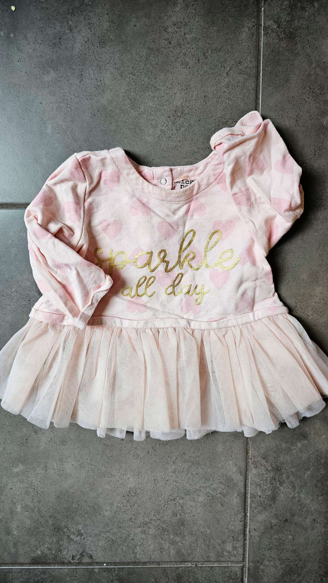 Chickpea Pink “Sparkle All Day” Heart Top – 12 Months (100% cotton), Kids 18 Month (12-18M)