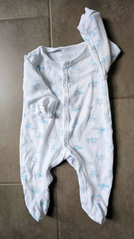 Watch Me Grow White Animal Print Footed Onesie – (3-6 Months), Kids 3 Month (0-3M)