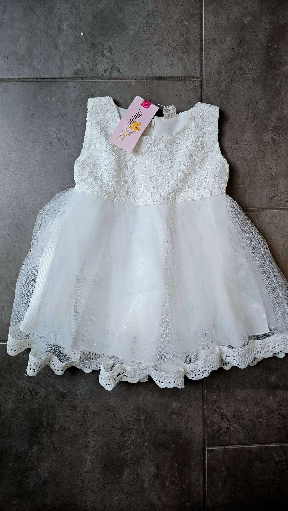 Happy Star White Lace & Tulle Dress – (18 Months), Kids 18 Month (12-18M)