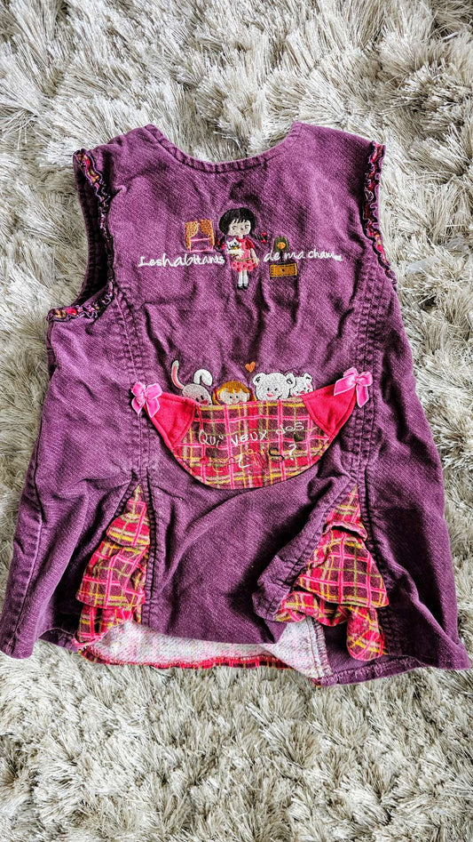 Câlin Câline Purple Embroidered Dress – 18 Months (100% cotton), Kids 18 Month (12-18M)