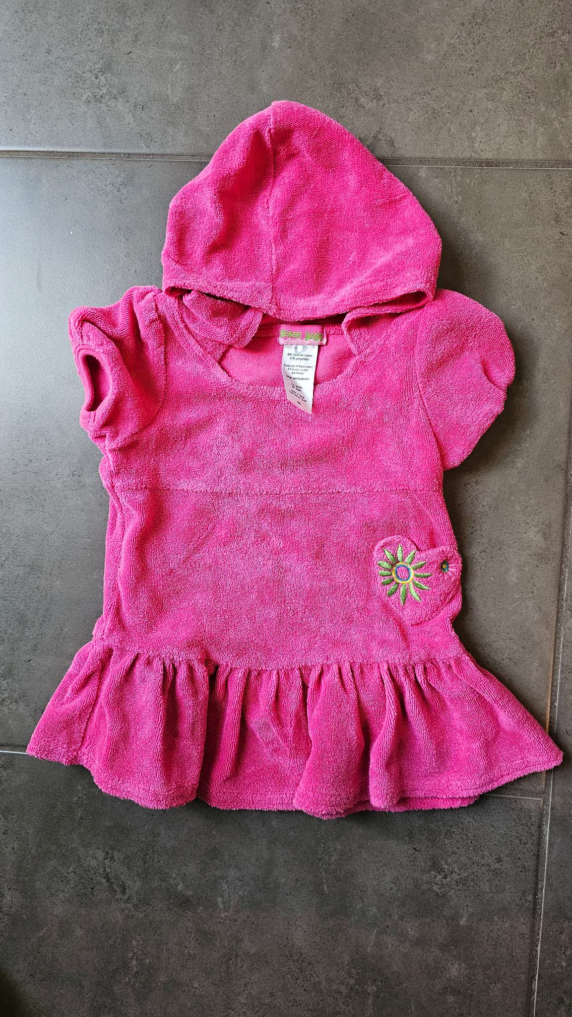 Beach Baby Pink Terry Hooded Cover-Up – (18 Months), Kids 18 Month (12-18M)