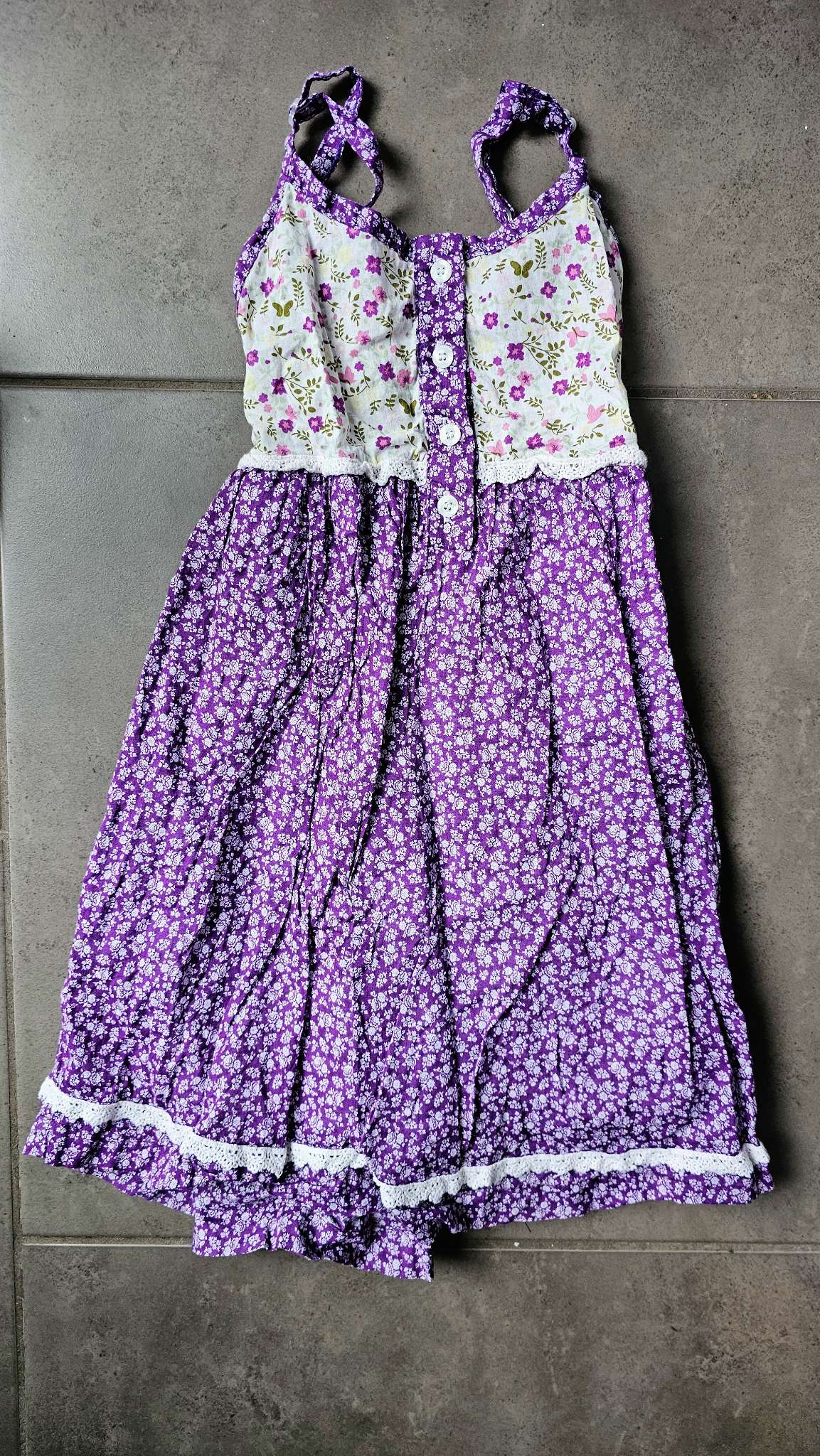 Purple Floral Halter Dress – size 3, Kids 3T