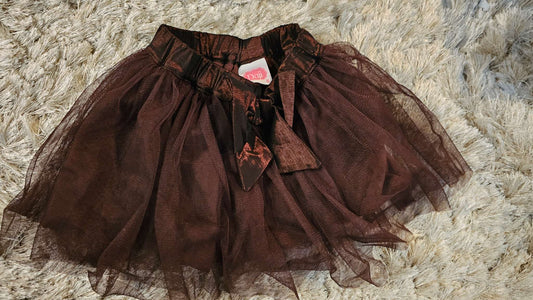 Daji Brown Tulle Skirt with Bow – (Size 3), Kids 3T