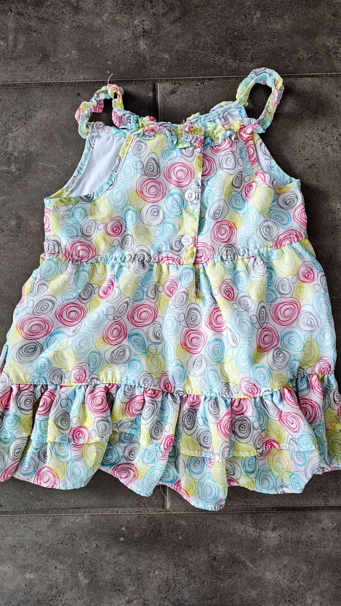 Calvin Klein Colourful Spiral Print Dress – (Fits Size 3), Kids 3T