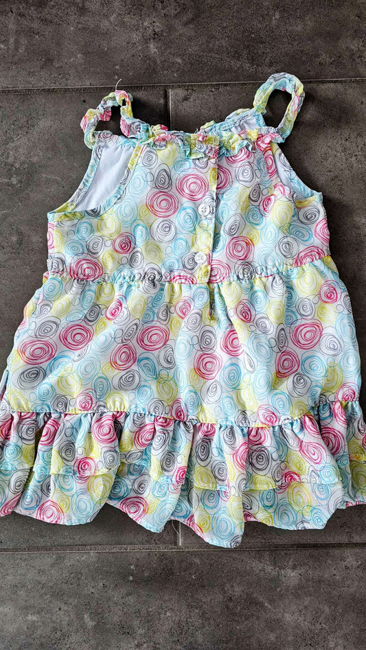 Calvin Klein Colourful Spiral Print Dress – (Fits Size 3), Kids 3T