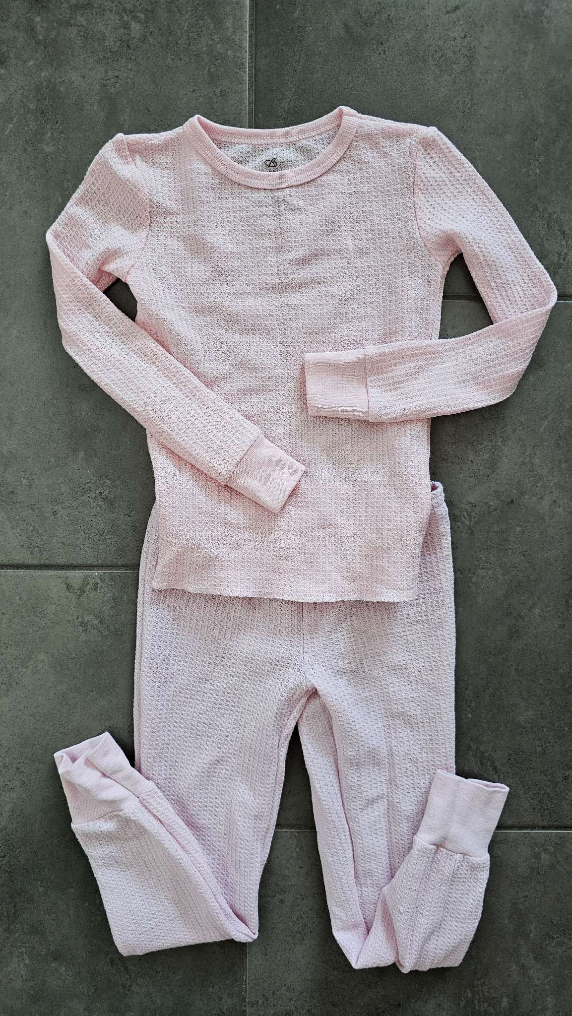 Bobbie Brooks Light Pink Waffle Knit Pajama Set – (Size 4), Kids 4/4T