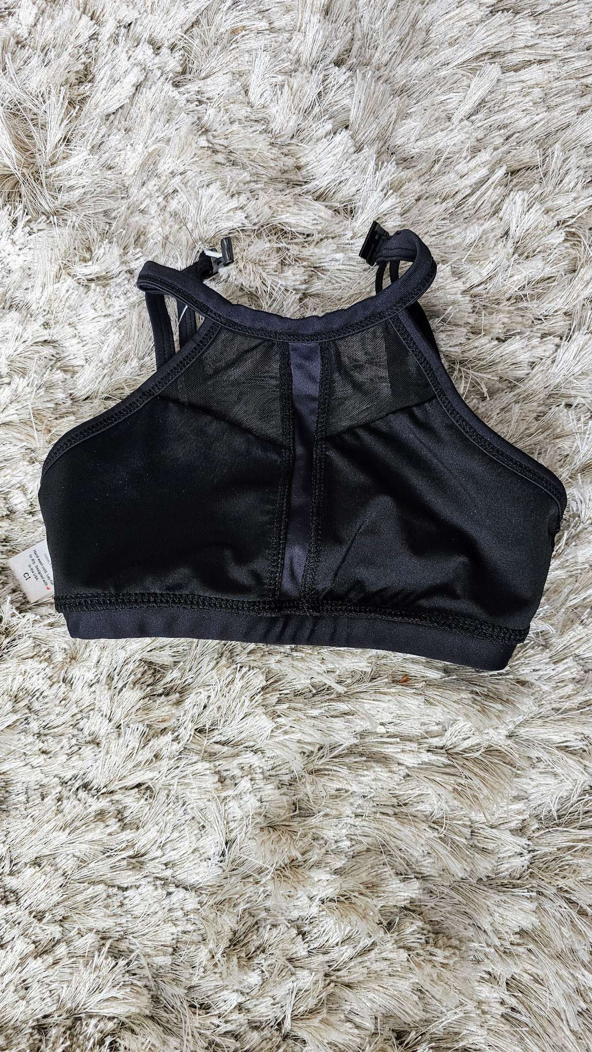 Oh La La Dancewear Black Mesh Crop Top –  (Size 6), Kids 6/6X