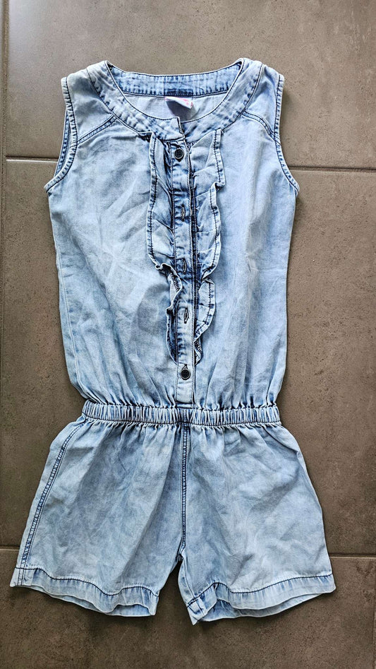 Daji Light Denim Ruffle Romper – (Size 8), Kids 8