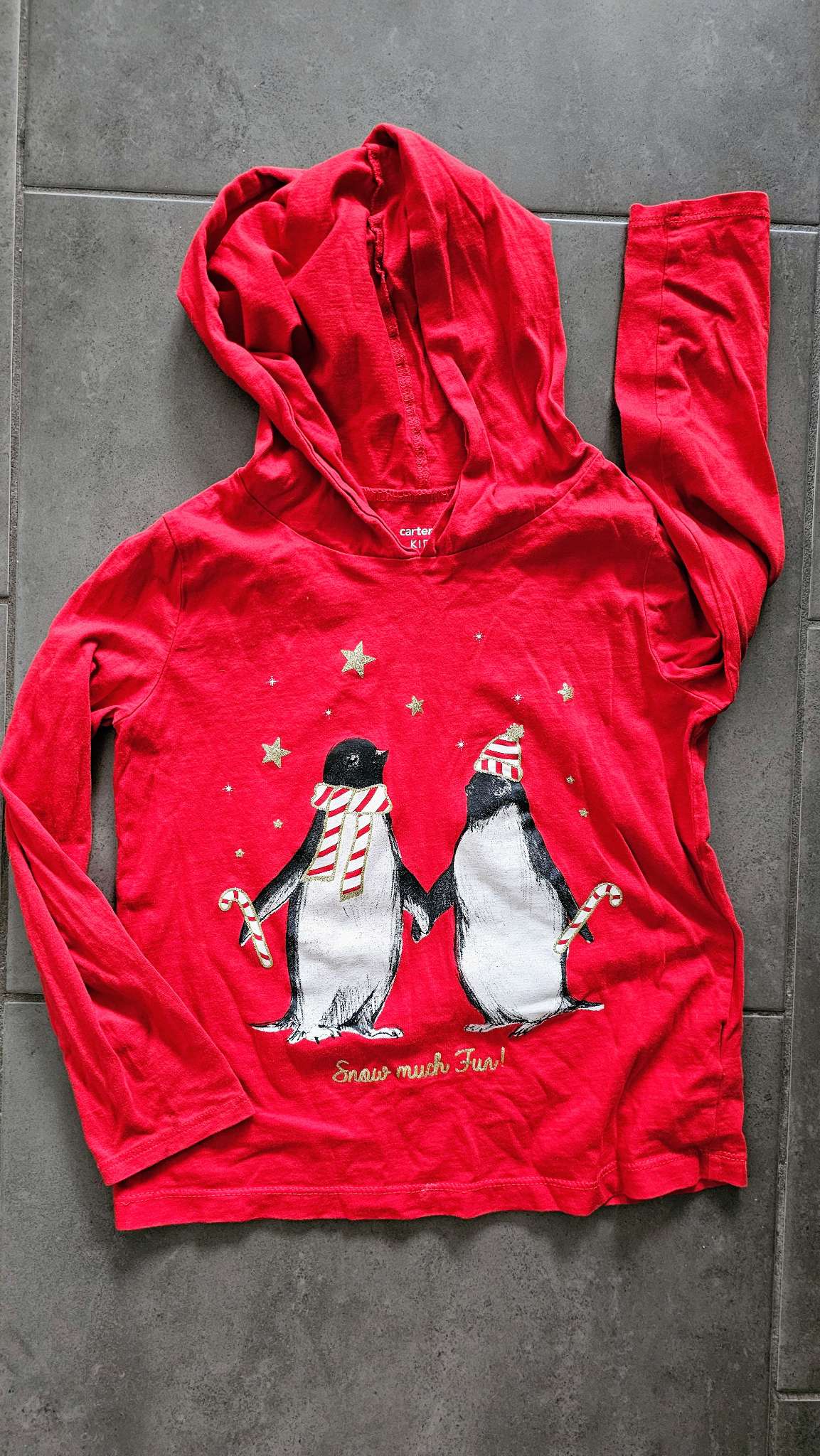 Carter’s Red Penguin “Snow Much Fun” Hoodie - (Size 7), Kids 7