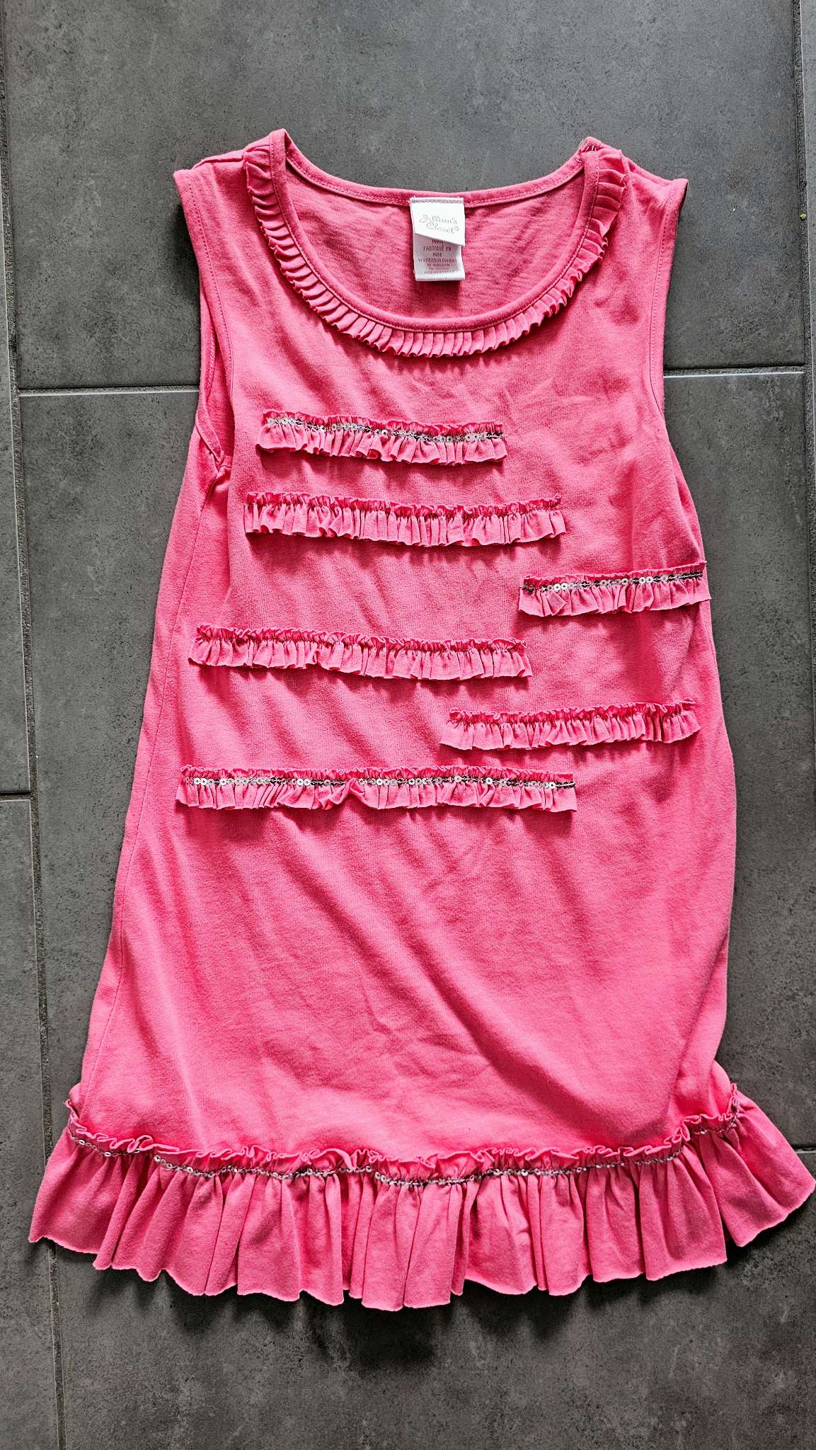 Jillian’s Closet Hot Pink Ruffle & Sequin Dress – (Size 7), Kids 7