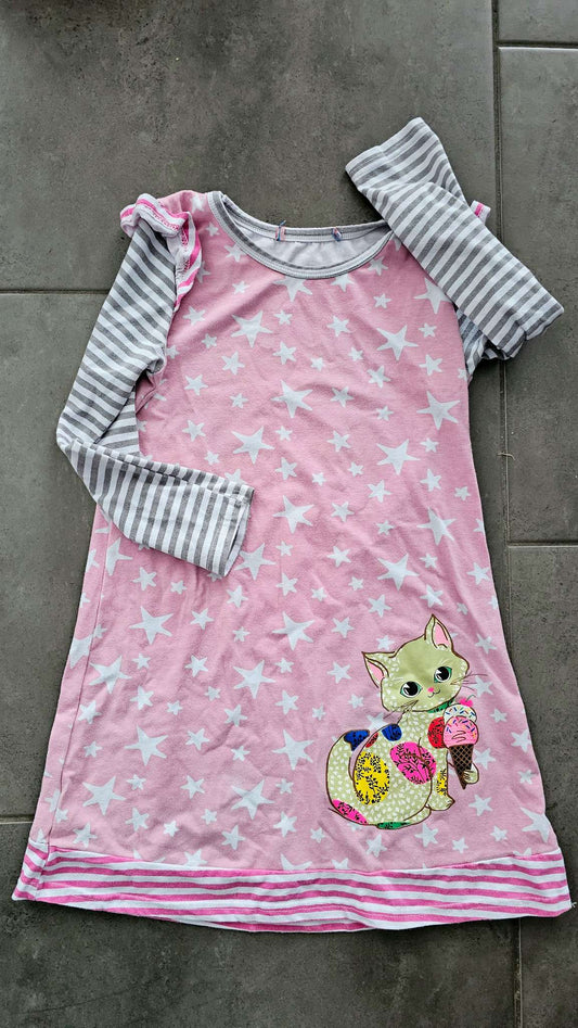 Pink Star Print Cat Nightgown – (Size 7), Kids 7