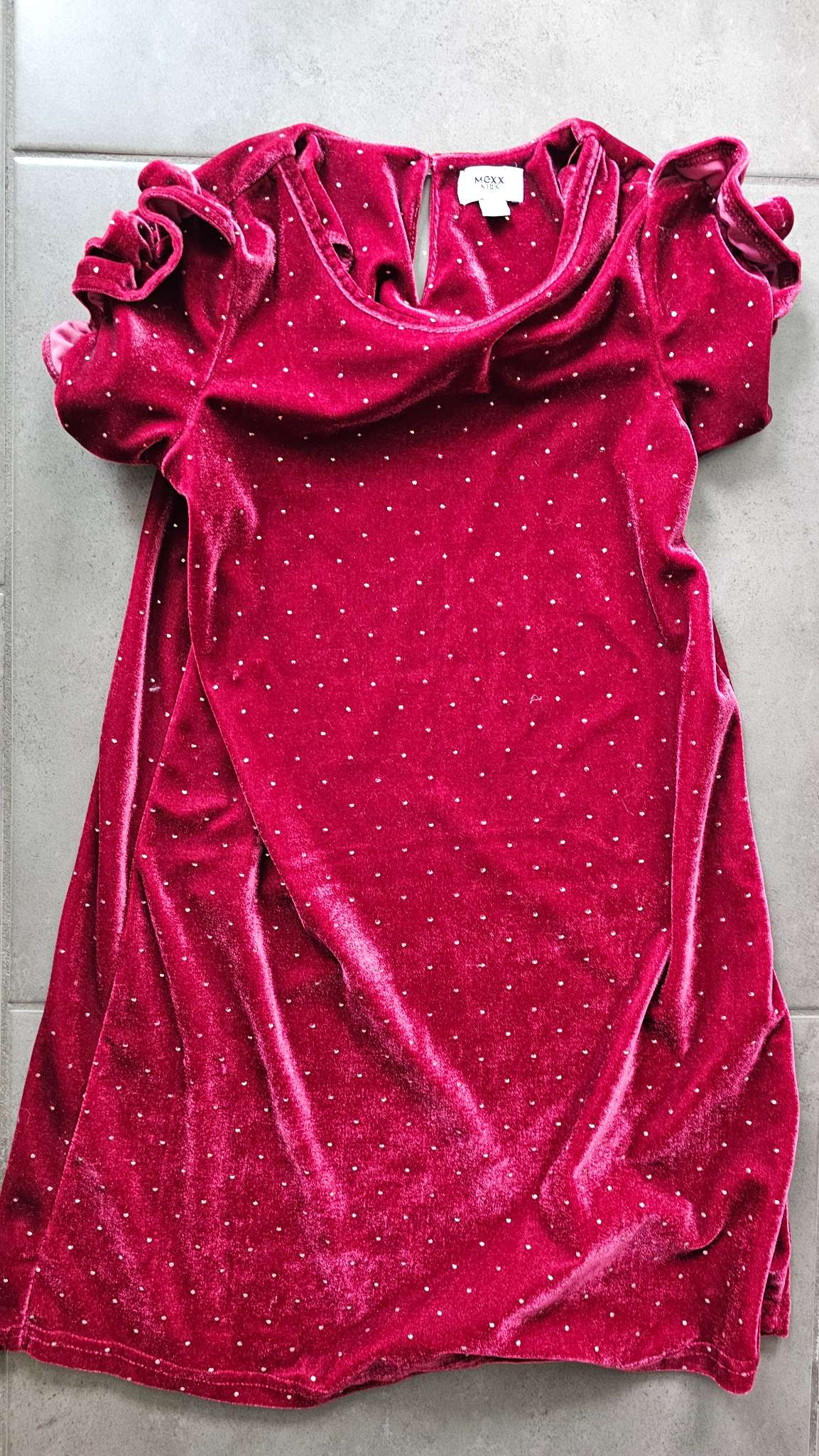 Mexx red Velvet Studded Dress – (Size 7), Kids 7