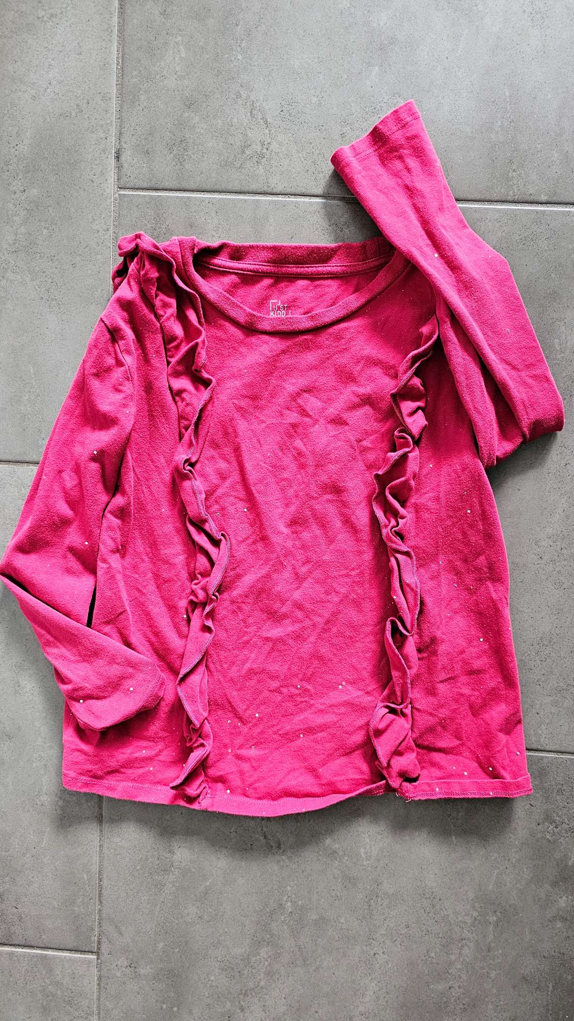 Just Kidding Hot Pink Ruffle Top – (Size 8), Kids 8