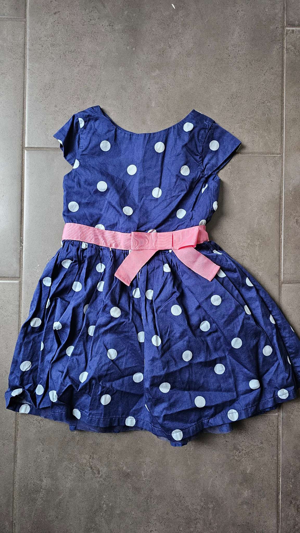 Carter’s Navy Polka Dot Dress with Pink Bow (Size 4), Kids 4/4T