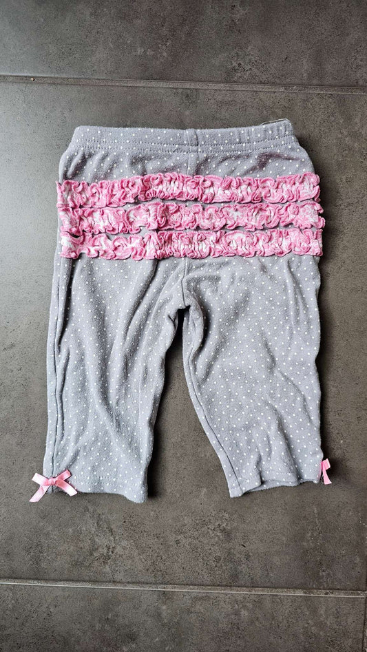 Grey Polka Dot Pants with Pink Ruffles (6–12 Months), Kids 6 Month (3-6M)