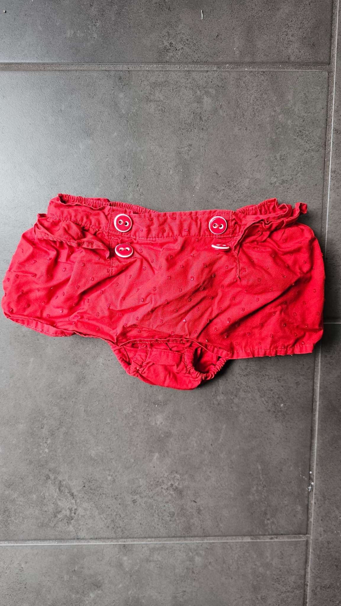 Red Cotton Bloomers with Buttons (6–12 Months), Kids 6 Month (3-6M)