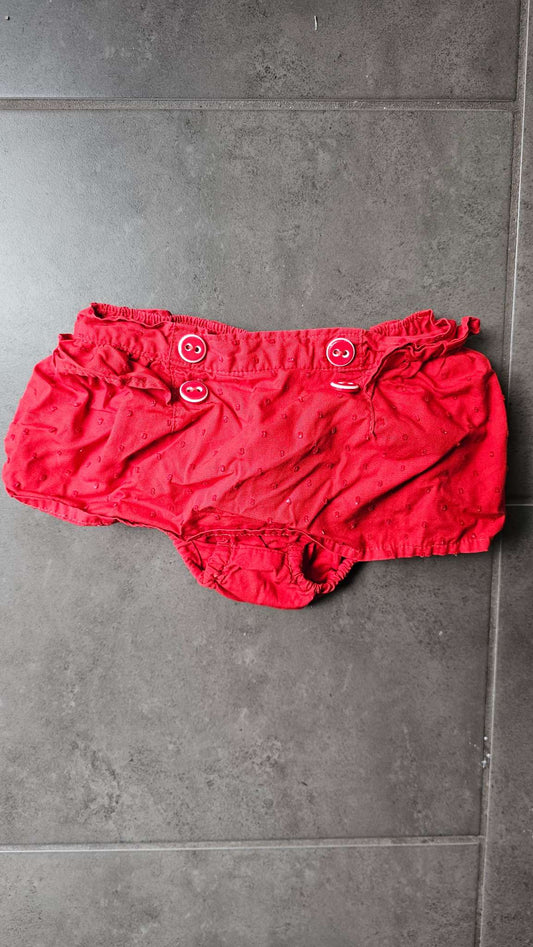 Red Cotton Bloomers with Buttons (6–12 Months), Kids 6 Month (3-6M)