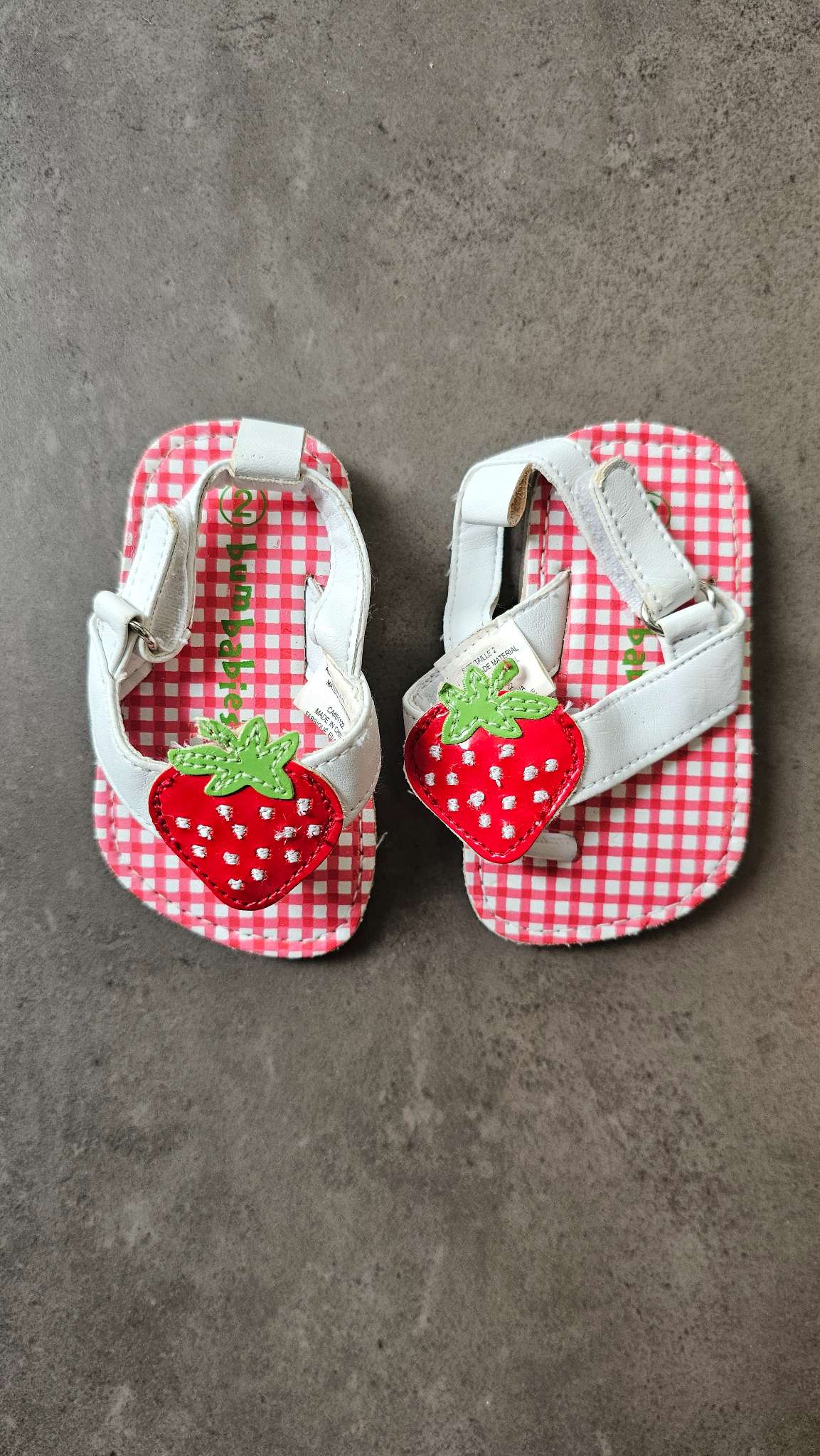 Bumbabies Strawberry Gingham Sandals (Size 2), Shoes 2 (Baby: 0-12 mth)