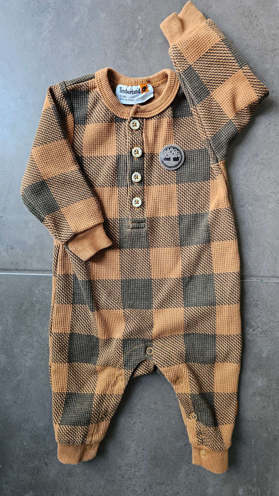 Timberland Buffalo Plaid Waffle Sleeper (3–6 Months), Kids 3 Month (0-3M)