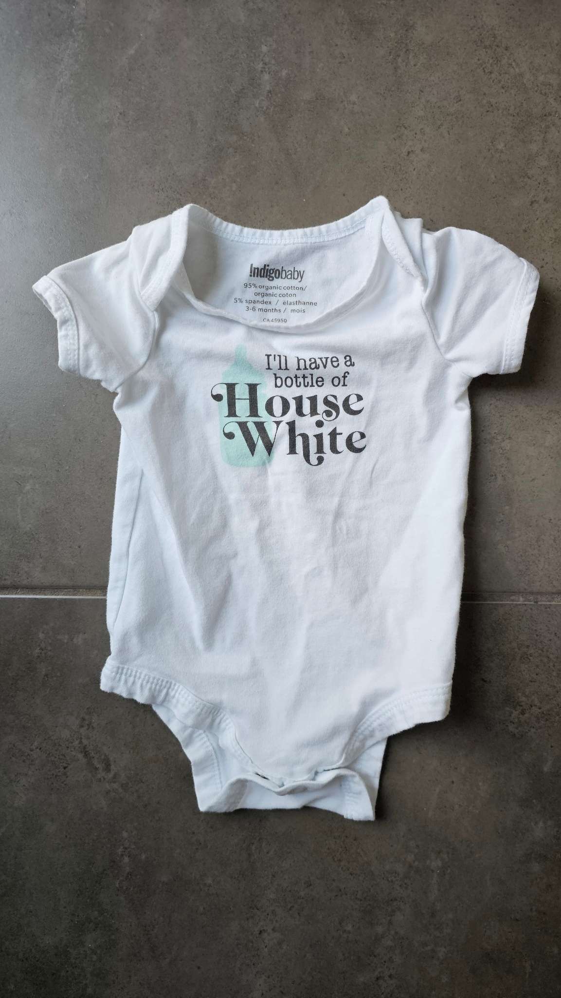 Indigo Baby “House White” Onesie (3–6 Months), Kids 6 Month (3-6M)