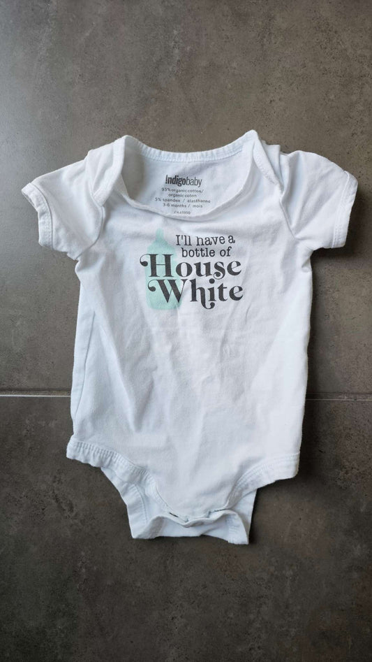 Indigo Baby “House White” Onesie (3–6 Months), Kids 6 Month (3-6M)