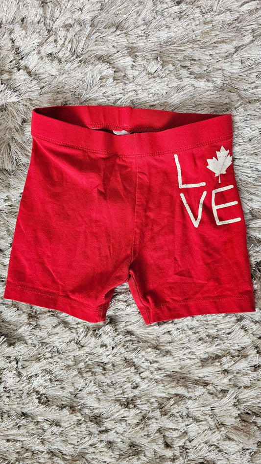 Joe Fresh Red “Love” Canada Shorts (Size 4), Kids 4/4T