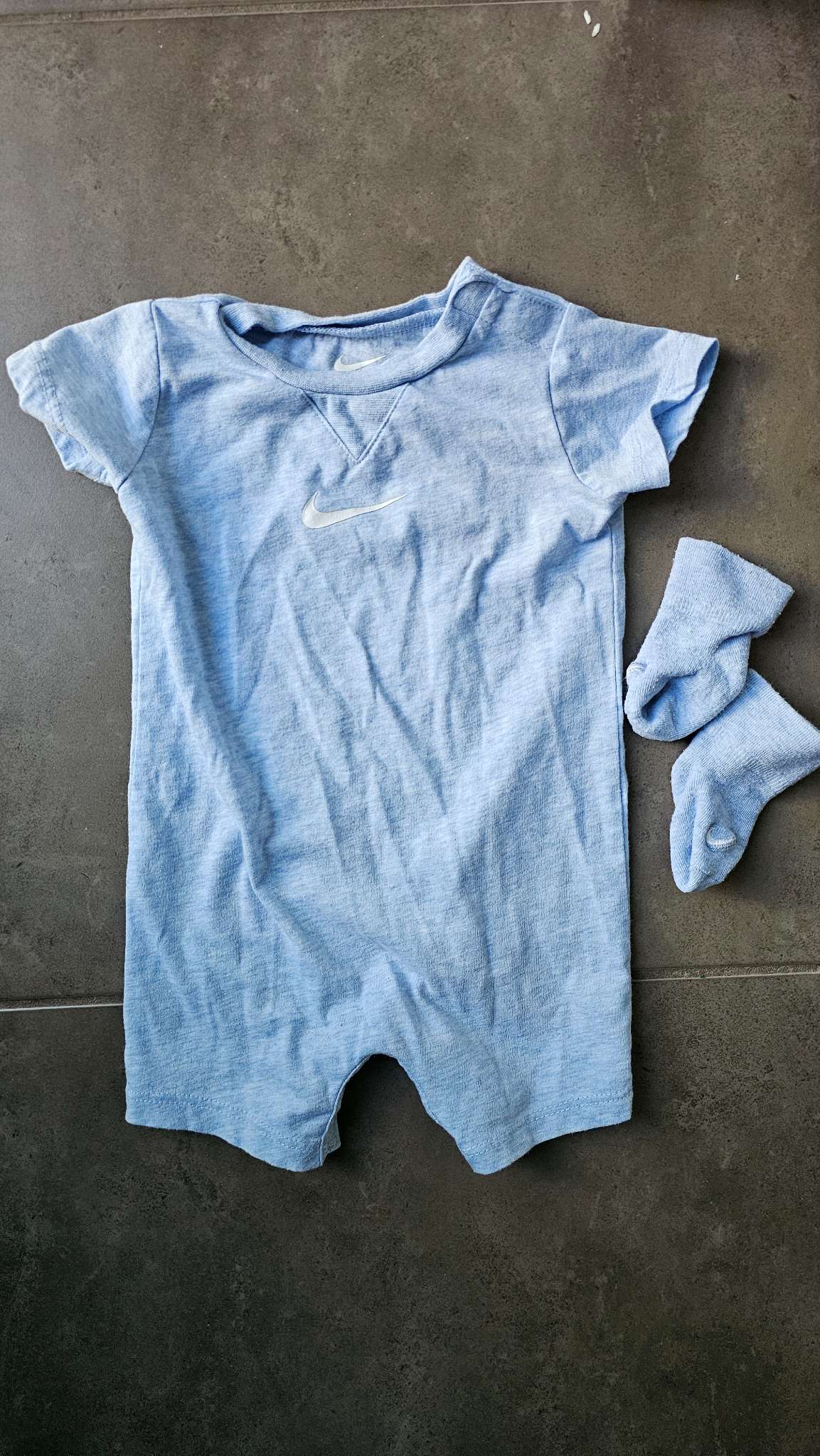 Nike Blue Romper with Socks (0–6 Months), Kids 3 Month (0-3M)