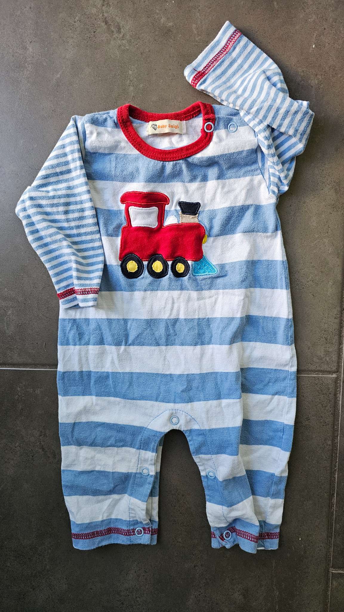 Baby Luigi Striped Train Romper (3–6 Months), Kids 3 Month (0-3M)