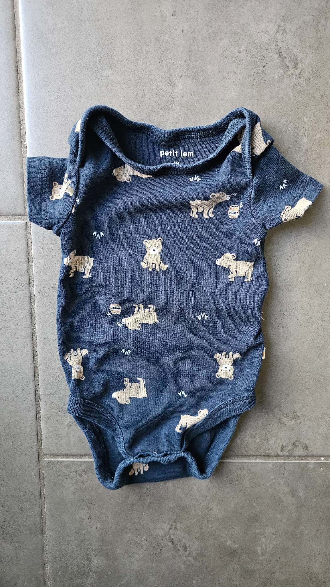 Petit Lem Navy Bear Onesie (3 Months), Kids 3 Month (0-3M)