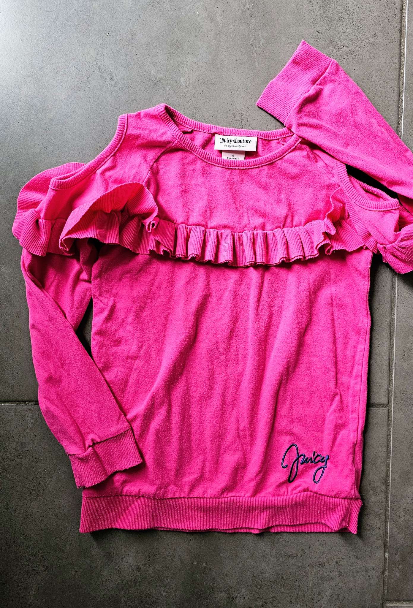 Juicy Couture Girls Pink Ruffle Sweatshirt - size 5, Kids 5/5T