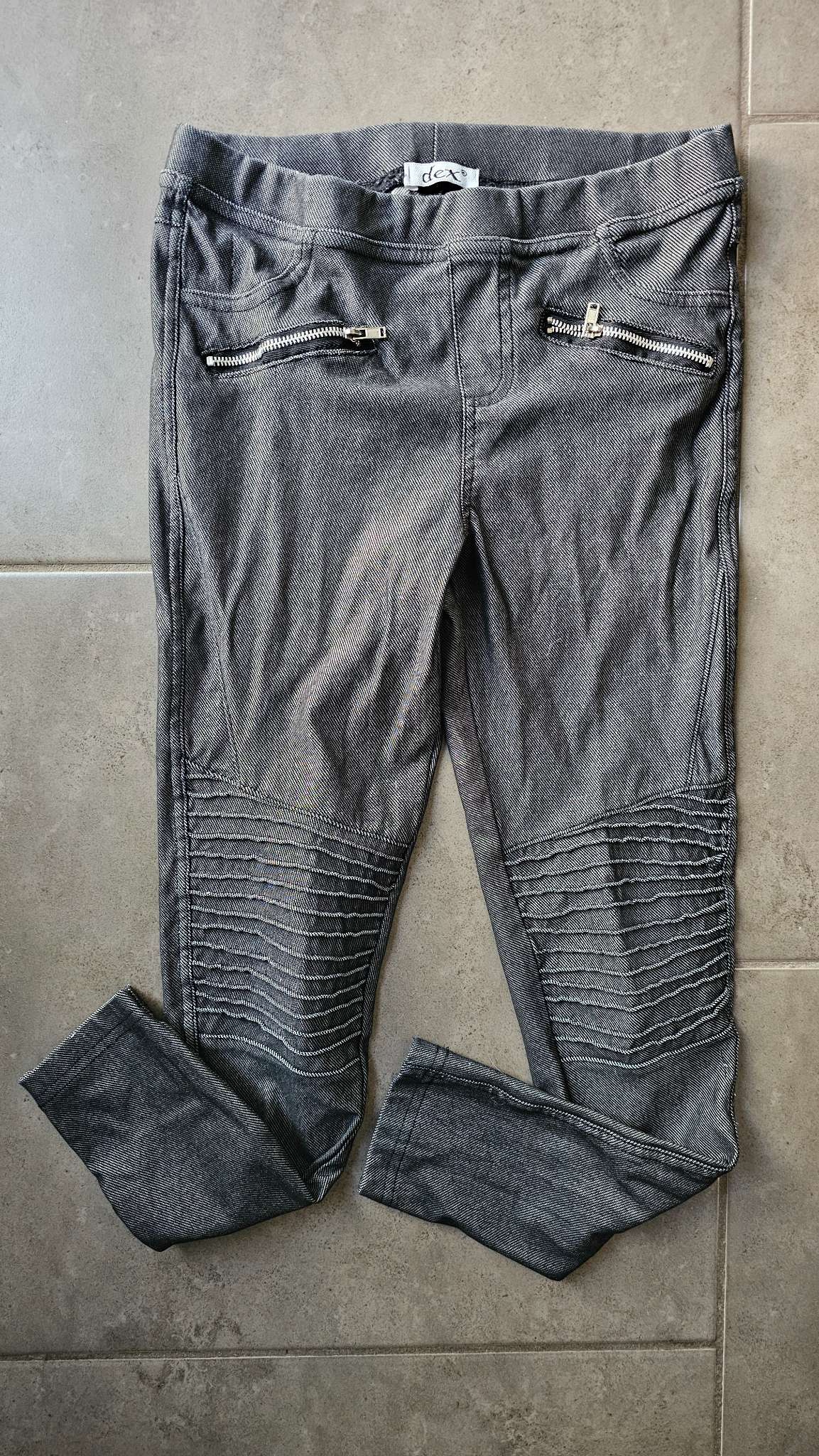 Dex Grey Moto Zip Pants (Size 7), Kids 7