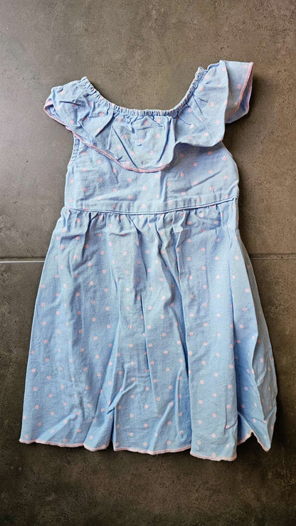 Penelope Mack Blue Pink Dot Dress 100% Cotton (18 Months), Kids 18 Month (12-18M)