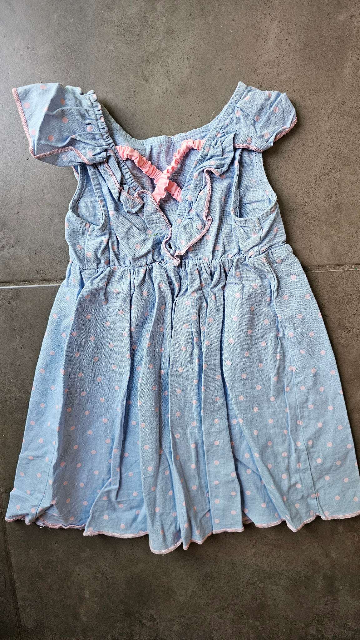 Penelope Mack Blue Pink Dot Dress 100% Cotton (18 Months), Kids 18 Month (12-18M)