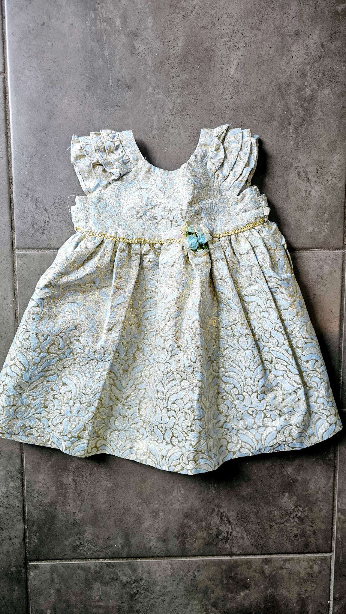 Pippa & Julie green Gold Brocade Dress (12 Months, Kids 12 Month (9-12M)