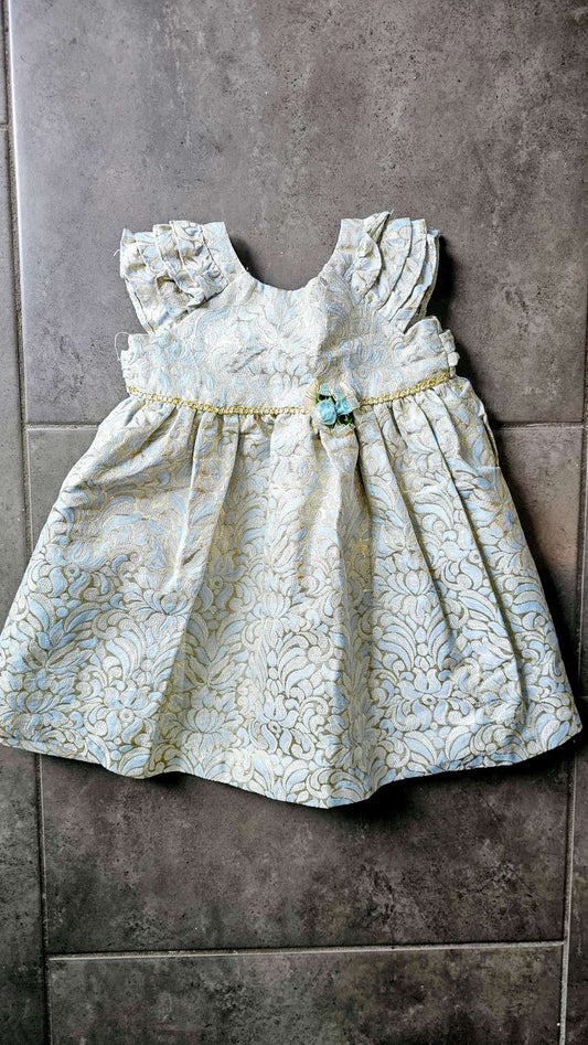 Pippa & Julie green Gold Brocade Dress (12 Months, Kids 12 Month (9-12M)