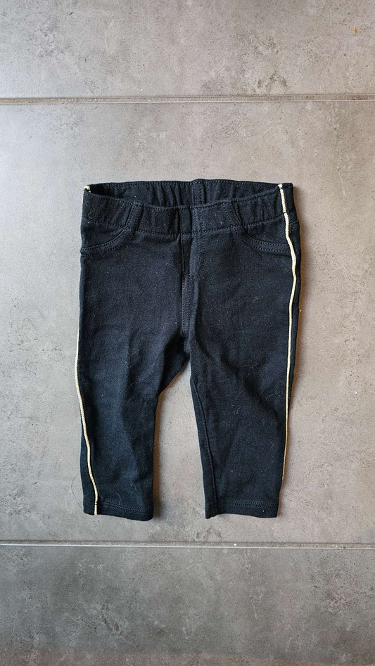 Cat & Jack Black Pants Gold Side Stripe 95% Cotton (12 Months), Kids 12 Month (9-12M)