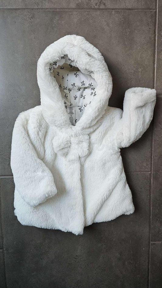 White Faux Fur Hooded Coat (12 Months), Kids 12 Month (9-12M)