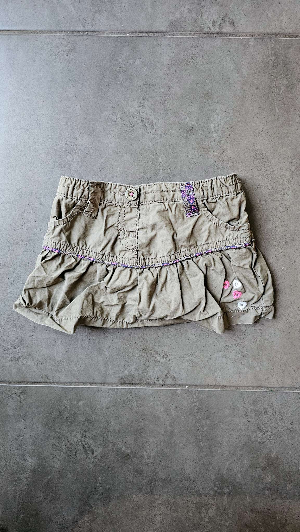 Mexx Olive Ruffle Skirt 100% Cotton (12 Months), Kids 12 Month (9-12M)