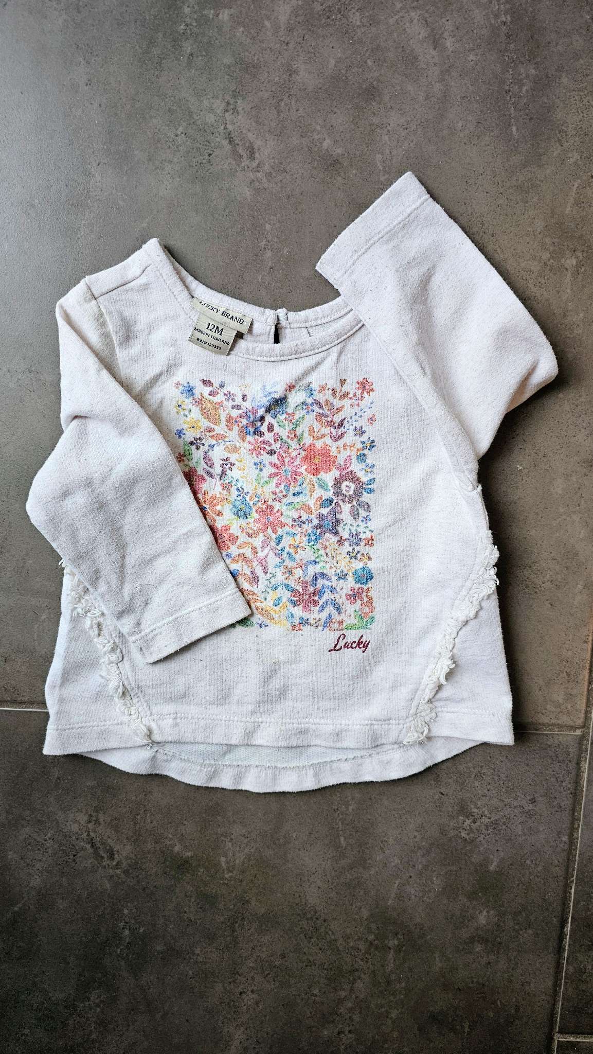 Lucky Brand Cream Floral Long-Sleeve Top (12 Months), Kids 12 Month (9-12M)
