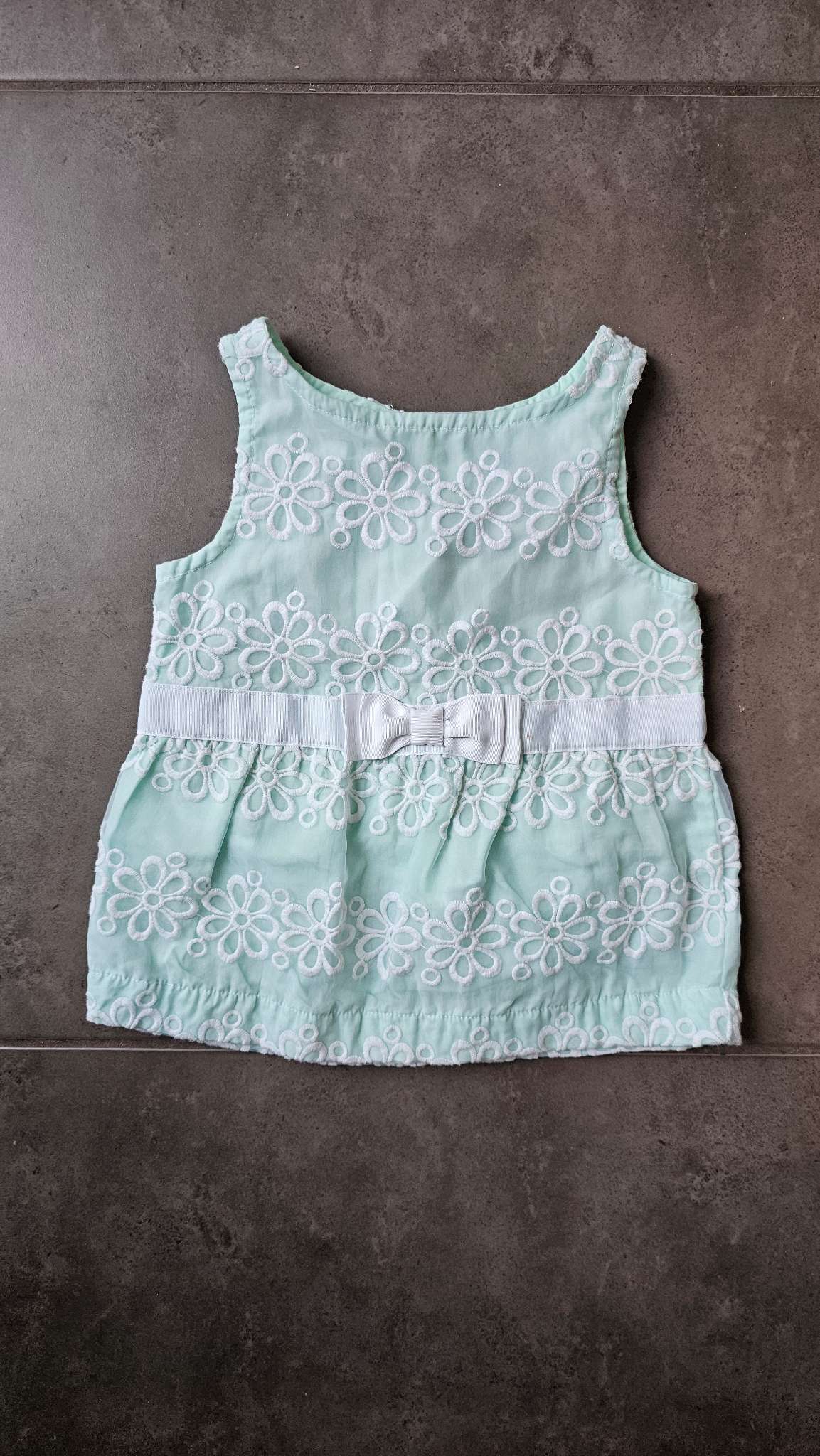 Janie and Jack Mint Eyelet Dress 100% Cotton Lining (12 Months), Kids 12 Month (9-12M)