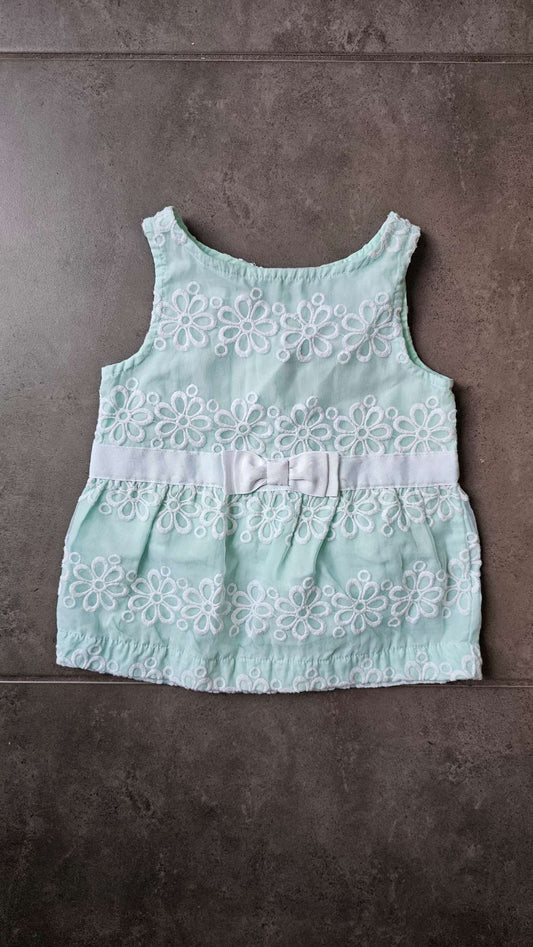 Janie and Jack Mint Eyelet Dress 100% Cotton Lining (12 Months), Kids 12 Month (9-12M)