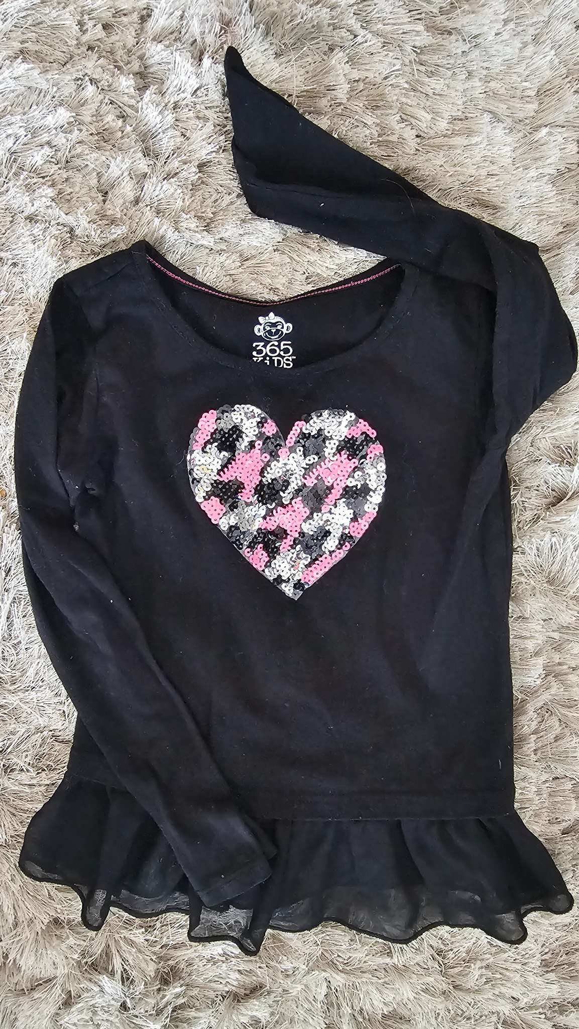 365 Kids Girls Black Long Sleeve Shirt - size 5, Kids 5/5T