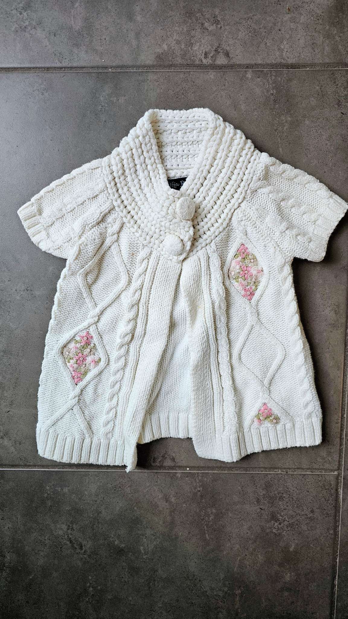 Cynthia Rowley Cream Cable Knit Cardigan (12 Months), Kids 12 Month (9-12M)