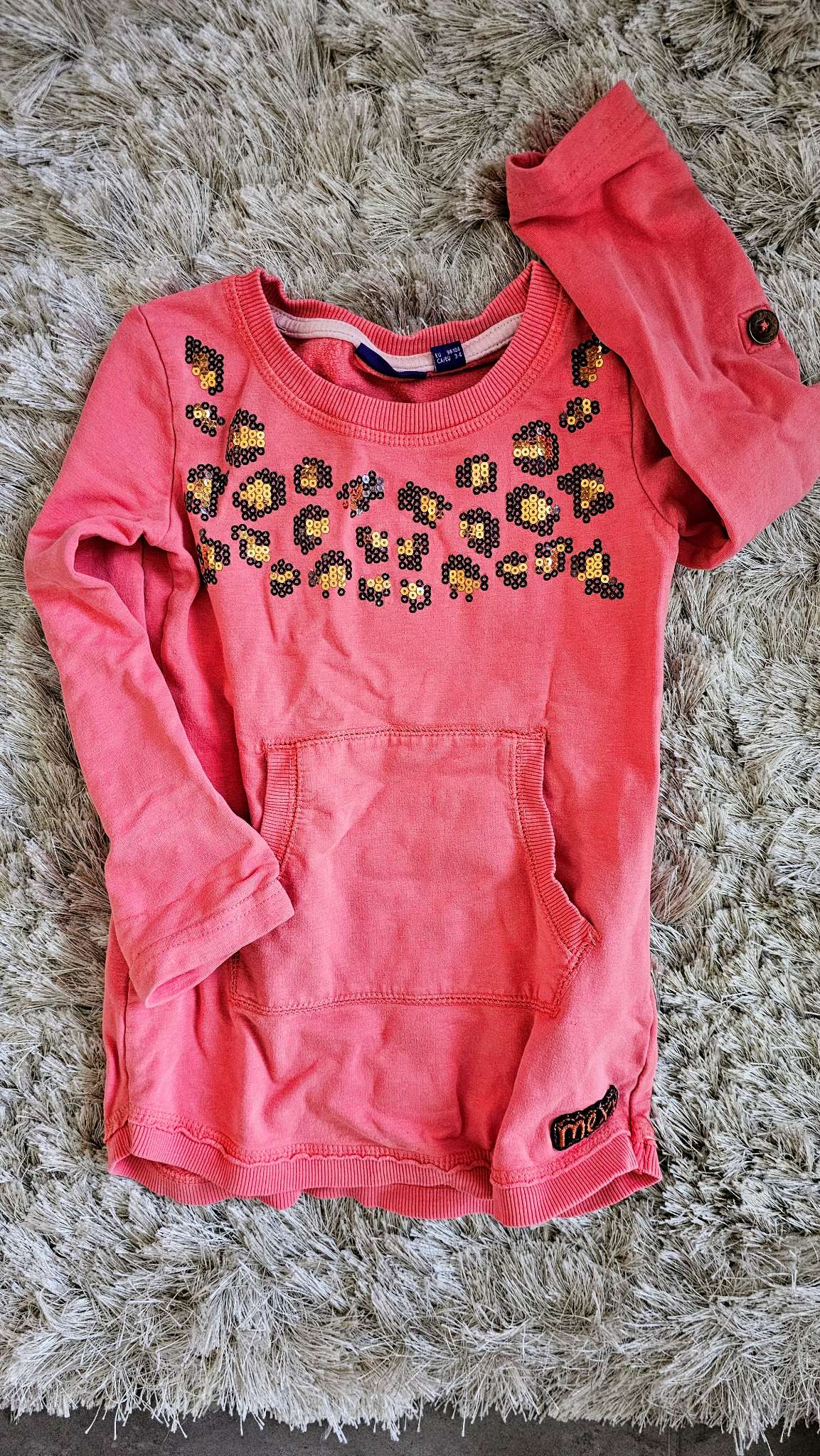Mexx Coral Sequin Leopard Top 95% Cotton (Size 3), Kids 3T