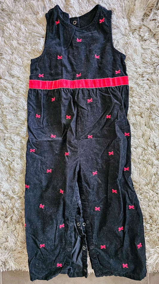 Gymboree Black Corduroy Bow Jumpsuit 100% Cotton (Size 3), Kids 3T
