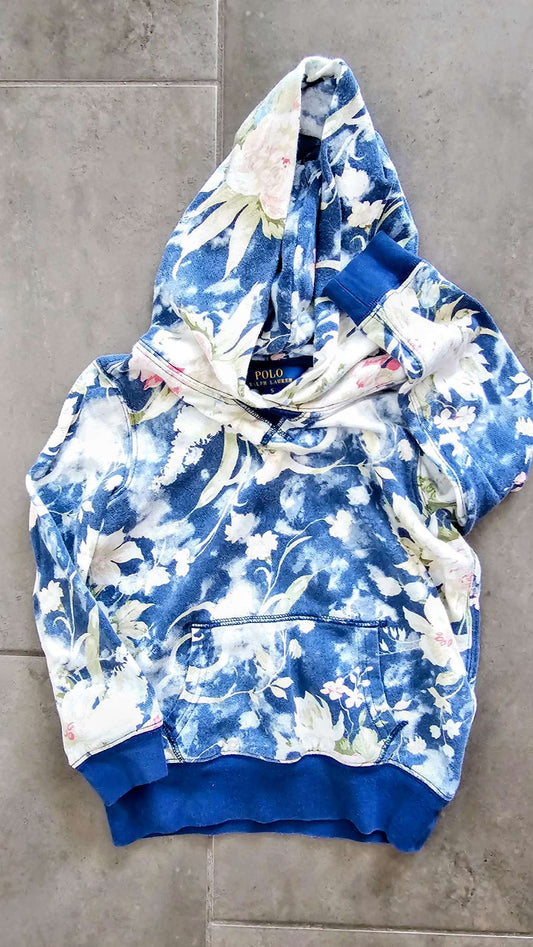 Polo Ralph Lauren Girls Blue Floral Hoodie - size 5, Kids 5/5T