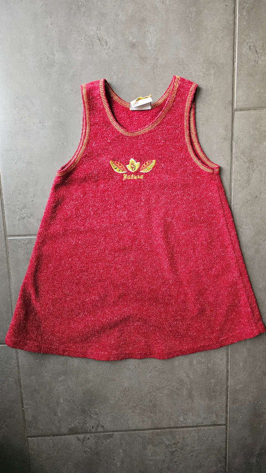 Claire Bell Red Terry Nature Dress (Size 3), Kids 3T